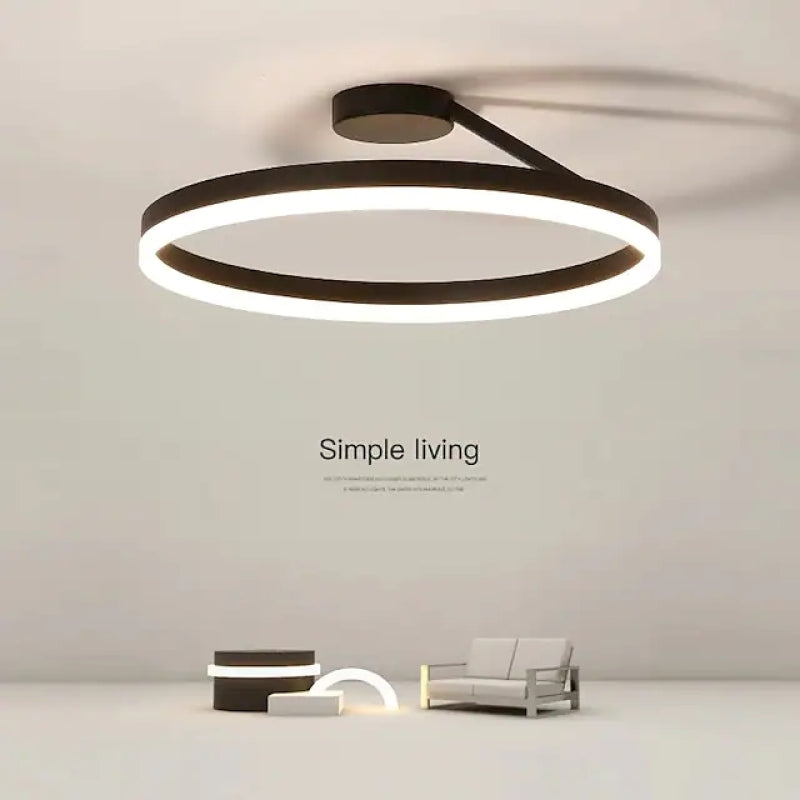 Minimalistische Plafondlamp LED Ronde Ringen Dimbaar Metaal Acryl Zwart Wit voor Slaapkamer Gang Eetkamer | Sulvida