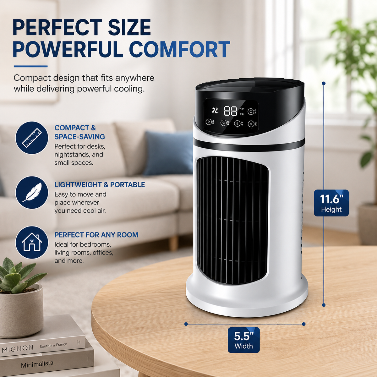Mobiele Luchtkoeler Compact Verdampingskoeling Energiezuinig Binnenklimaat Draagbaar Airco Slaapkamer Bureau | Sulvida