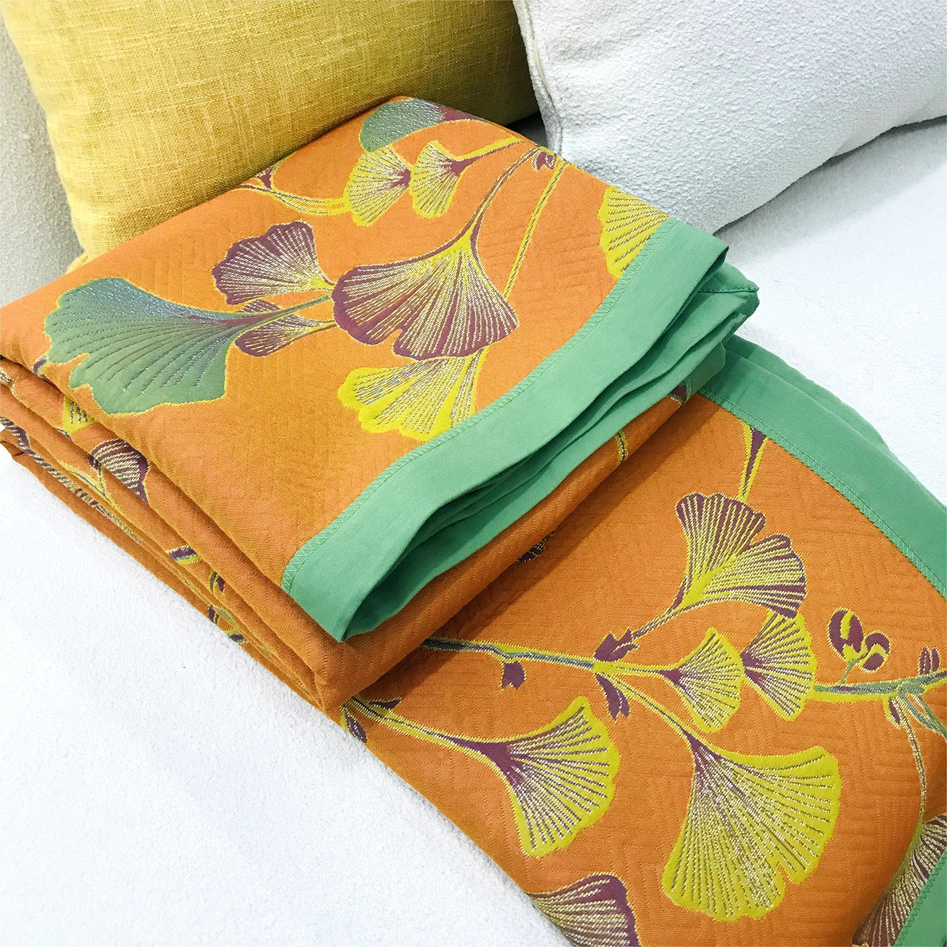 Omkeerbare Quilt met Ginkgobladmotief – Luxe Jacquard Beddengoed van Katoen en Sojavezel voor Queen Size en King Size Bedden | Sulvida
