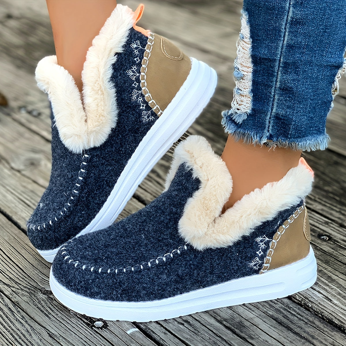 Chaussons pour femme avec semelle antidérapante en PU et doublure douce en peluche, chauds pour l’hiver, pour l’intérieur | Sulvida