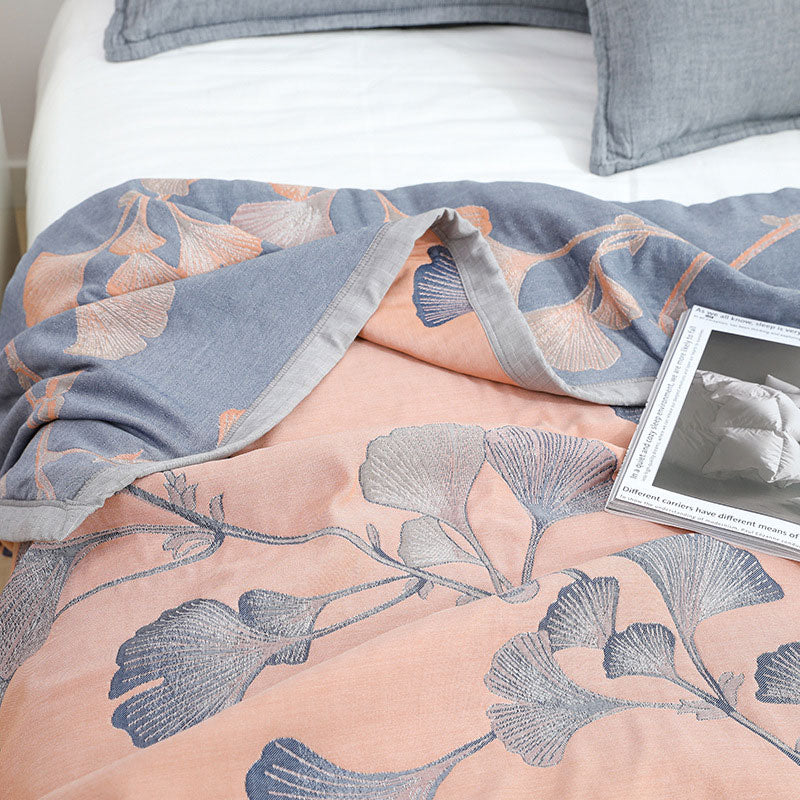 Omkeerbaar Dekbed met Ginkgo Bladmotief – Zomerdeken Katoen Gaas voor Tweepersoonsbed Queen King Bed Airconditioning Deken | Sulvida