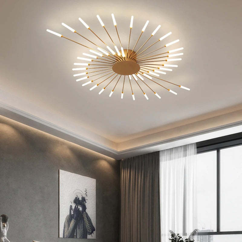 Plafondinbouwlamp LED Metaal Vuurwerkdesign Zwart Goud Woonkamer Slaapkamer Eetkamer Modern Industrieel | Sulvida