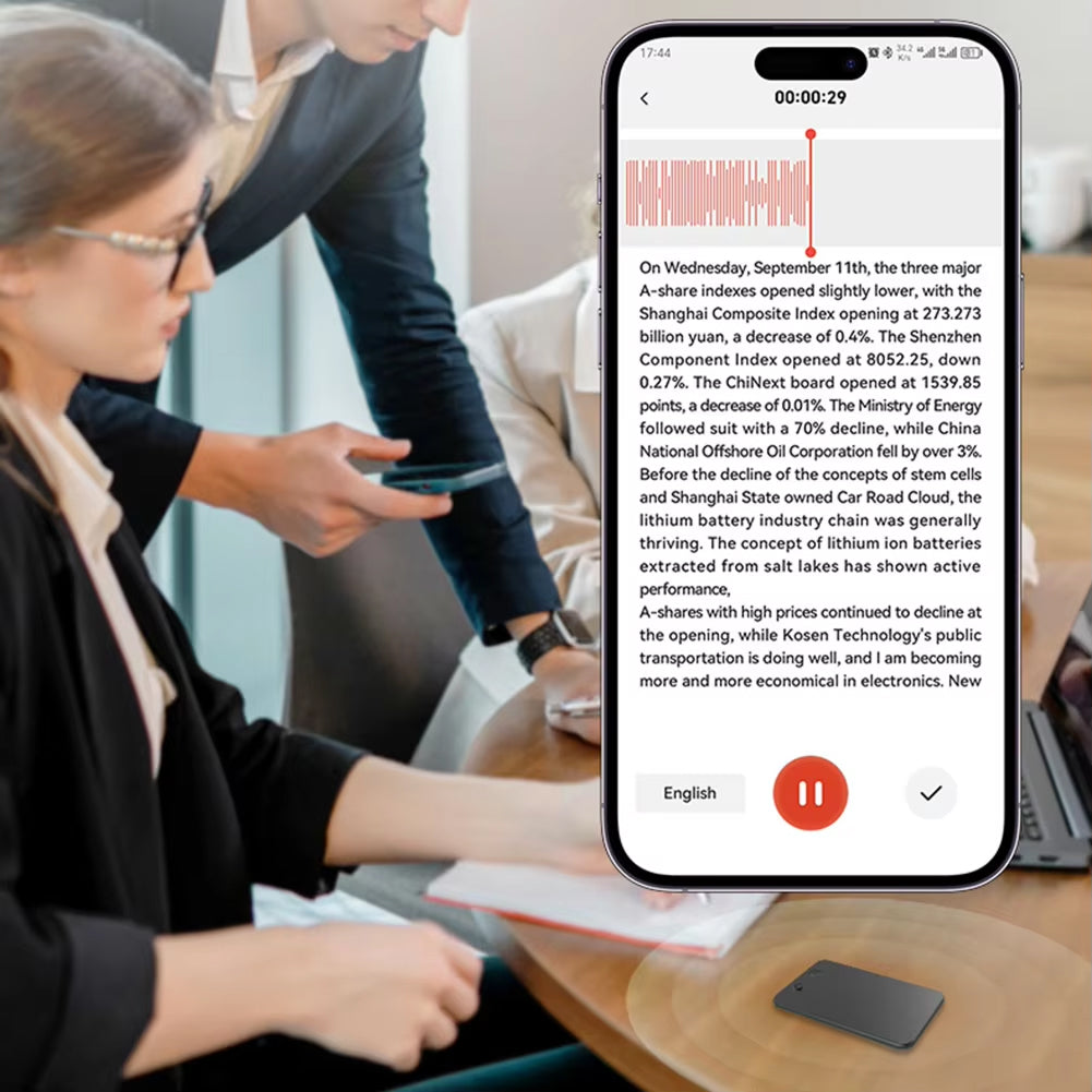 Enregistreur de notes avec conversion de la parole en texte par IA, traduction en 59 langues, transcription et enregistrement pour les réunions et les études | Sulvida