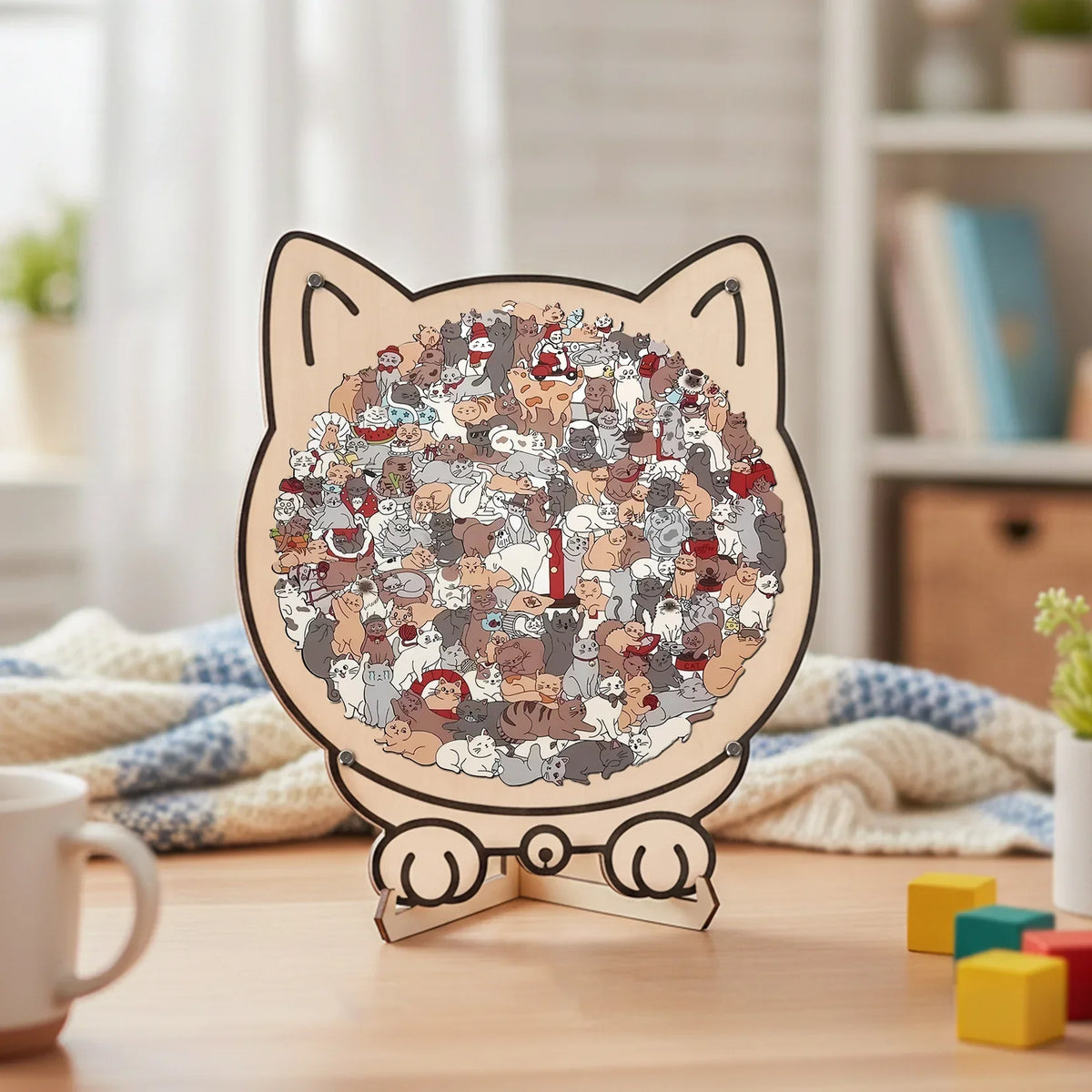 Houten Puzzel Kat 135 Stukjes Creatieve Ontspanning Mindfulness Decoratief Kunstwerk Dieren Legpuzzel | Sulvida