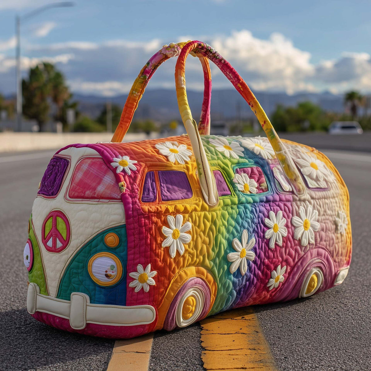 Sac de voyage matelassé à imprimé floral, 45.5 x 22.5 x 22.5 cm - Voyagez avec élégance grâce à sa forme robuste et à sa grande capacité | Sulvida