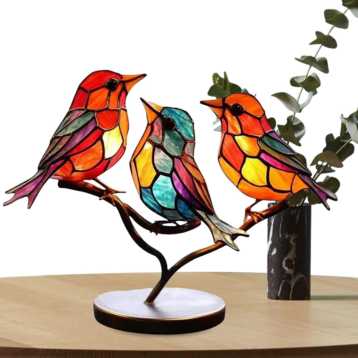Decoratieve Vogelbeeldje Tafelornament Gekleurde Glazen Vogelsculptuur Woonkamer Decoratie Interieur | Sulvida