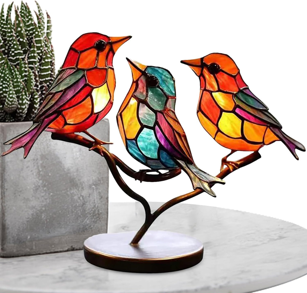 Decoratieve Vogelbeeldje Tafelornament Gekleurde Glazen Vogelsculptuur Woonkamer Decoratie Interieur | Sulvida