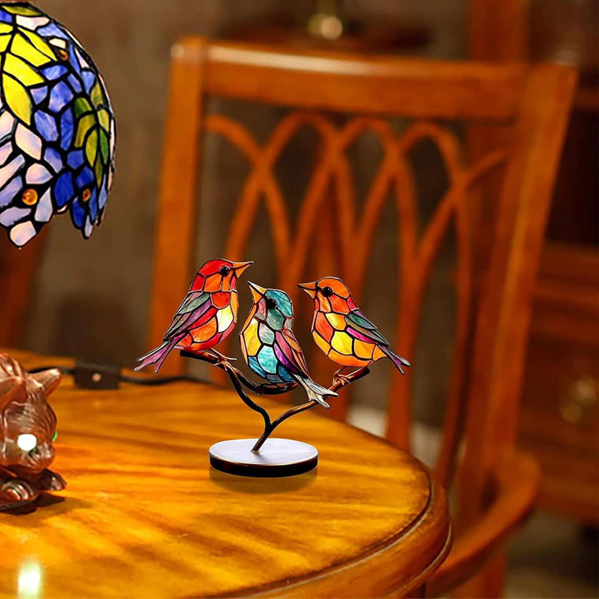 Decoratieve Vogelbeeldje Tafelornament Gekleurde Glazen Vogelsculptuur Woonkamer Decoratie Interieur | Sulvida