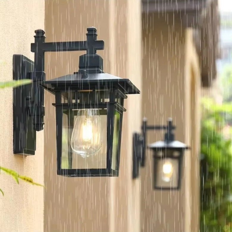 Aluminium Buitenwandlamp Waterdicht E27 Klassiek Lantaarndesign Zwart Koper 32-36cm Veranda Tuin Gevel | Sulvida