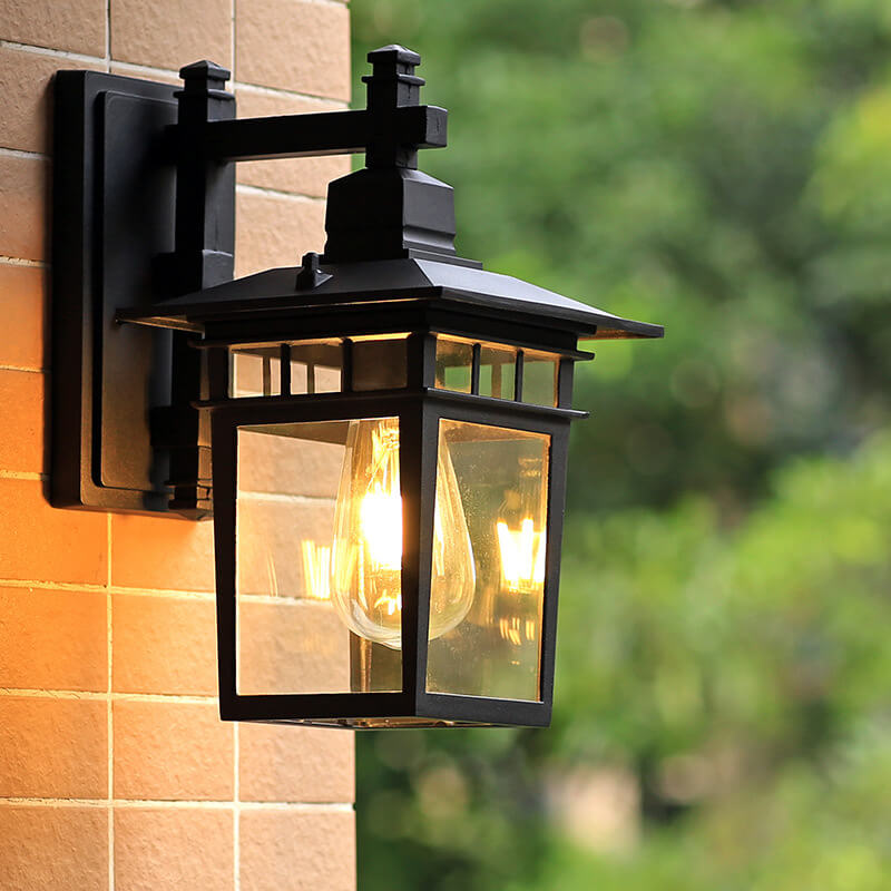 Buitenlamp Wandlantaarn Waterdicht Aluminium Glas E27 Zwart Koper Klassiek Tuinverlichting Buitenverlichting | Sulvida