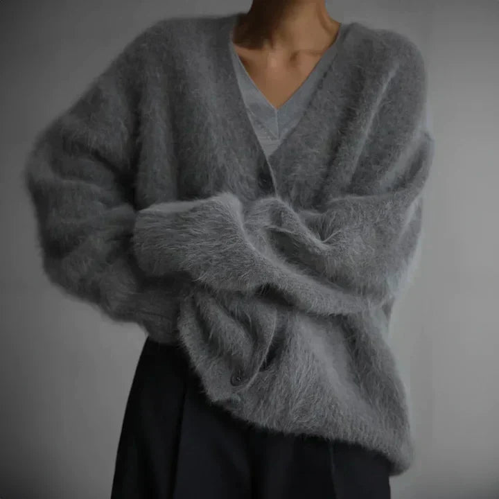 Gebreid Oversized Vest met V-Hals en Knoopsluiting Dames Zachte Gebreide Cardigan Herfst Winter Loungewear | Sulvida