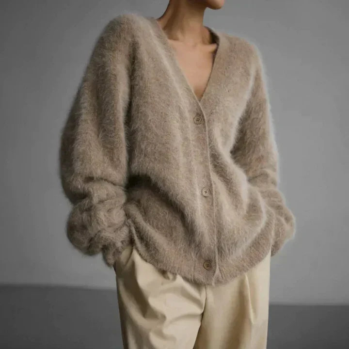 Gebreid Oversized Vest met V-Hals en Knoopsluiting Dames Zachte Gebreide Cardigan Herfst Winter Loungewear | Sulvida