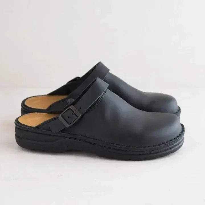 Slip-on instapklompen leer dames heren comfortabel casual schoenen dagelijks gebruik ergonomisch antislip zool | Sulvida