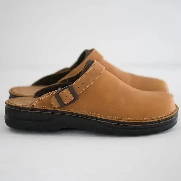 Slip-on instapklompen leer dames heren comfortabel casual schoenen dagelijks gebruik ergonomisch antislip zool | Sulvida