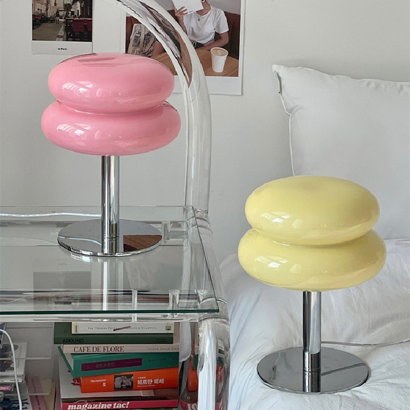 Glazen Tafellamp met Chromen Voet Retro Design Sfeerlamp Slaapkamer Woonkamer Nachtkastje LED Verlichting | Sulvida