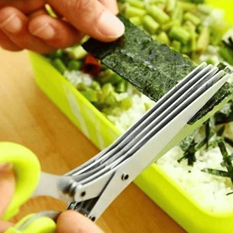 Multifunctionele Keukenschaar met 5 Messen voor Groenten Kruiden & Salades – Snel Snijgereedschap Keuken | Sulvida