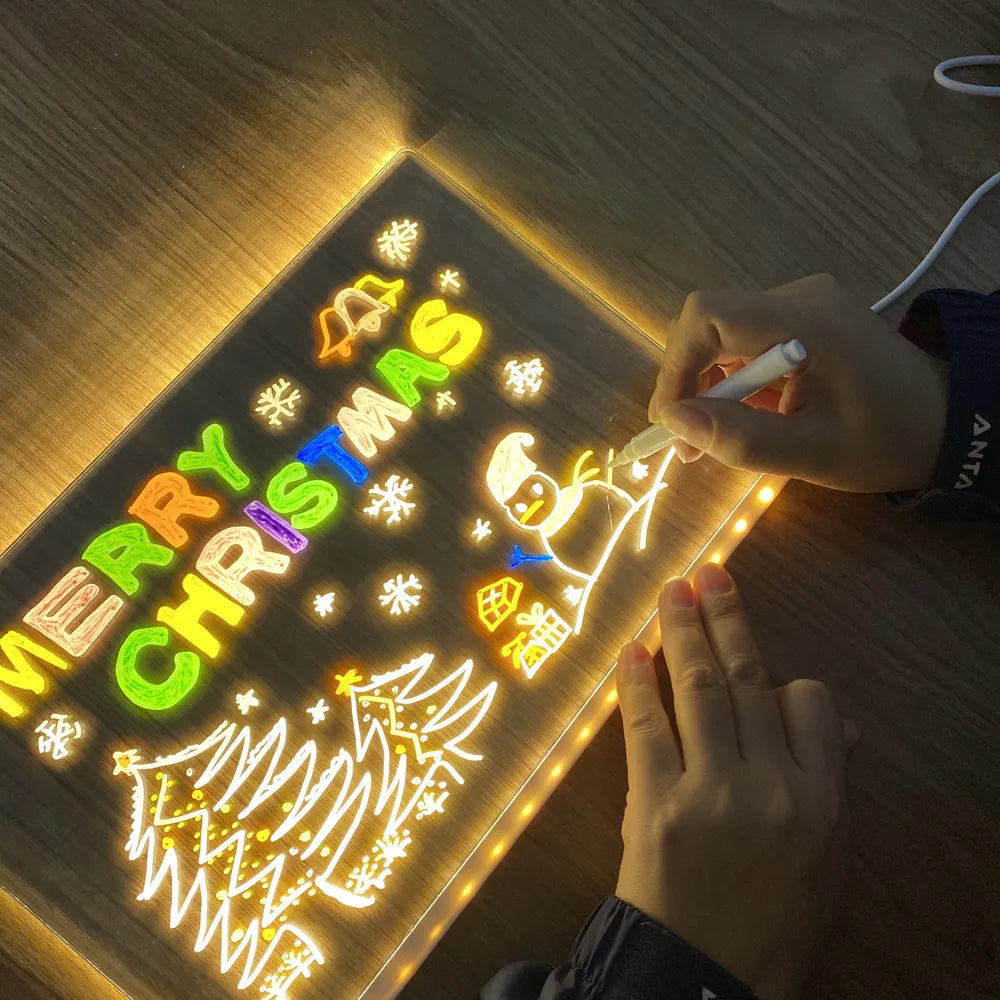 LED Tekenbord met Neonmarkers voor Notities en Creativiteit | Herbruikbaar Glow Board Rechthoek & Vierkant | Sulvida