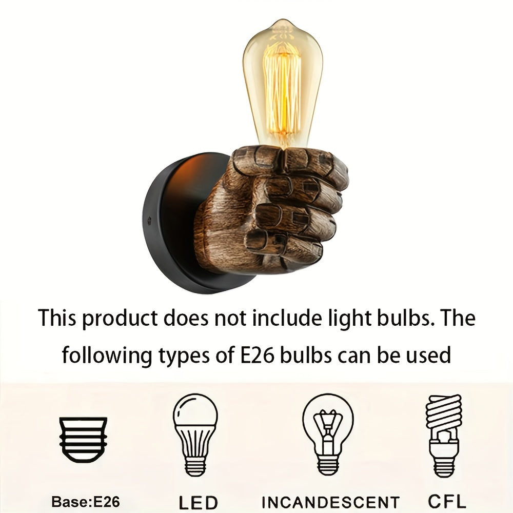 Wandlamp Hand Sculptuur Industrieel Hars Zwart E26 Fitting Decoratieve Verlichting Vintage Stijl Wandverlichting | Sulvida