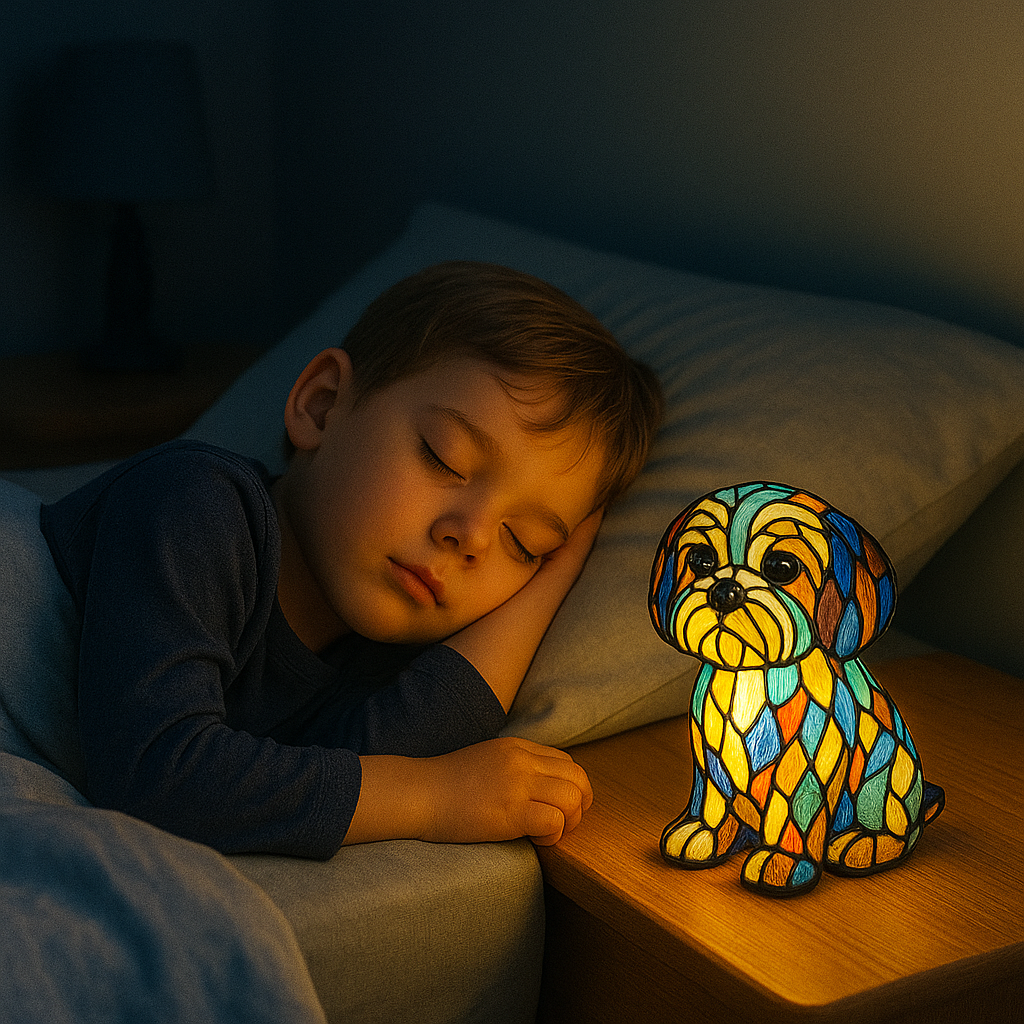 Handgemaakte Decoratieve Hondenlamp met LED-Verlichting voor Sfeervolle Interieurversiering – Warm Wit Licht 3000K voor Woonkamer, Slaapkamer of Kinderkamer | Sulvida
