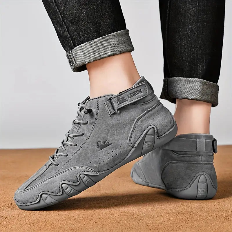 Waterdichte Herenschoenen Hoog met Elastische Sluiting Modern Stoer Ontwerp Leer Comfortabel Casual Dagelijks | Sulvida