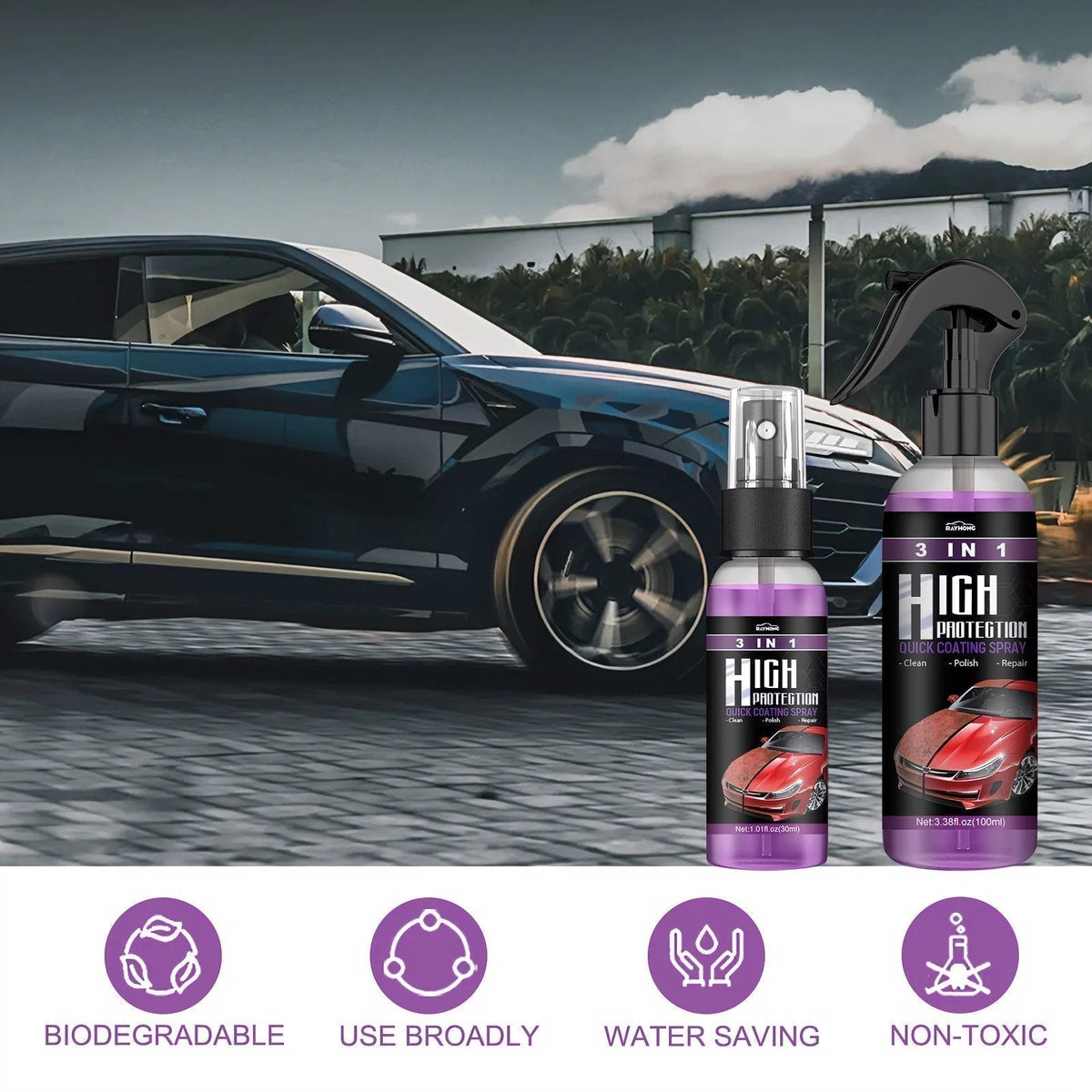 Keramische Autocoating Spray 3-in-1 Waterloze Reiniging Lak Bescherming Krasbestendig Glansherstellend | Sulvida