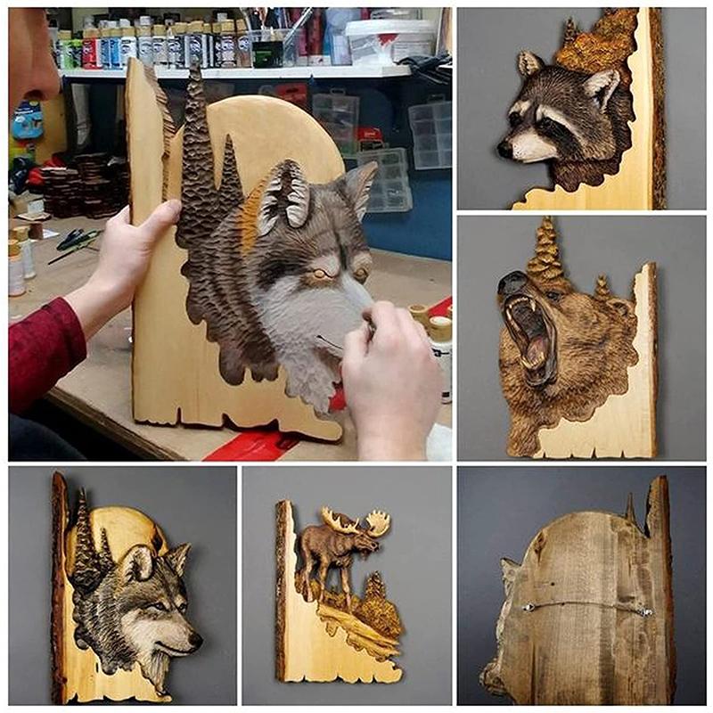 Handgesneden Houten Wanddecoratie Dieren 25×17cm Ambachtelijk Relief Kunst Natuurlijk Hout Muurdecoratie | Sulvida
