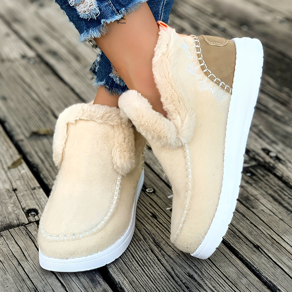 Chaussons pour femme avec semelle antidérapante en PU et doublure douce en peluche, chauds pour l’hiver, pour l’intérieur | Sulvida