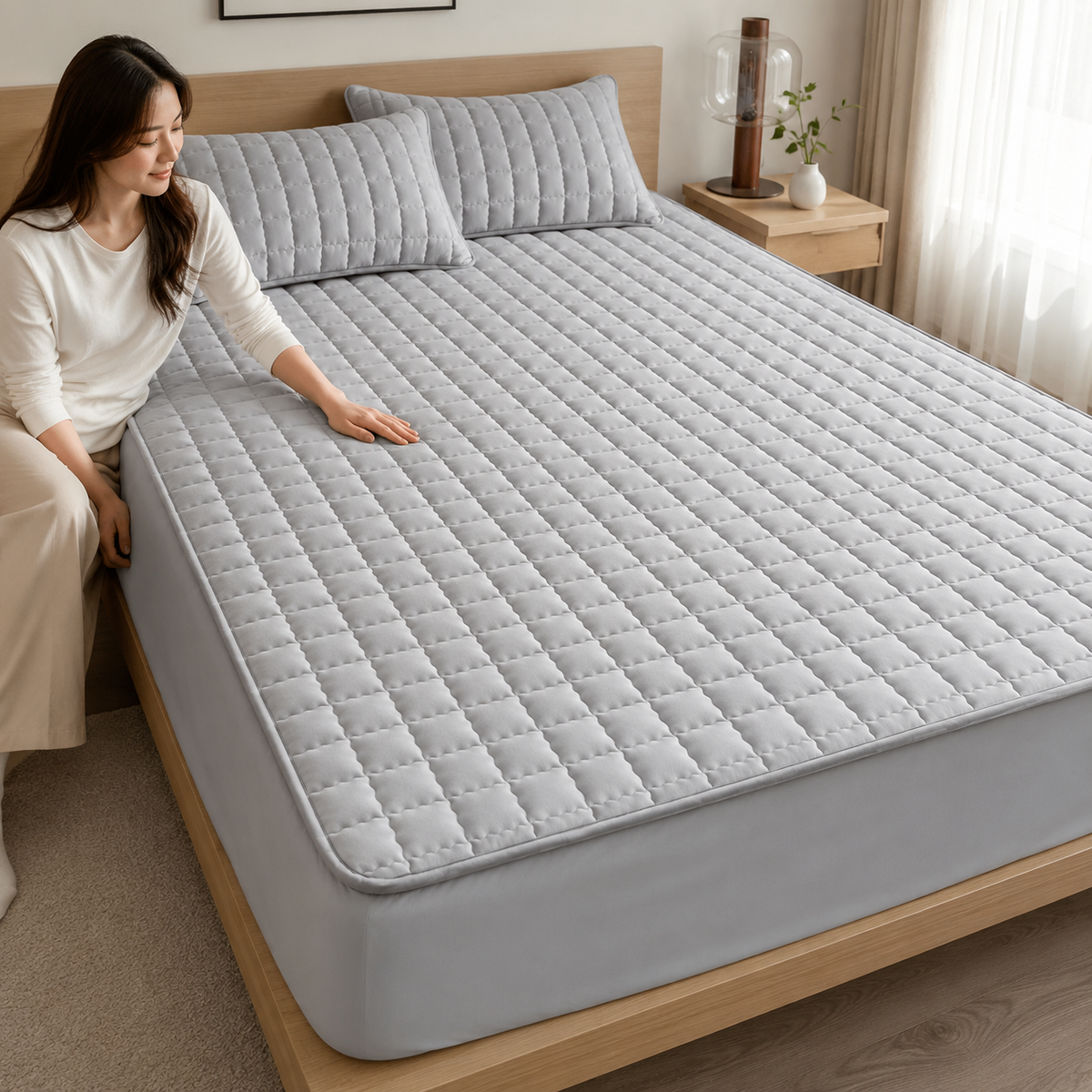 Waterdicht Matrasbeschermers Molton met Zachte Vulling 30 cm Hoog voor Eenpersoonsbed Tweepersoonsbed | Sulvida