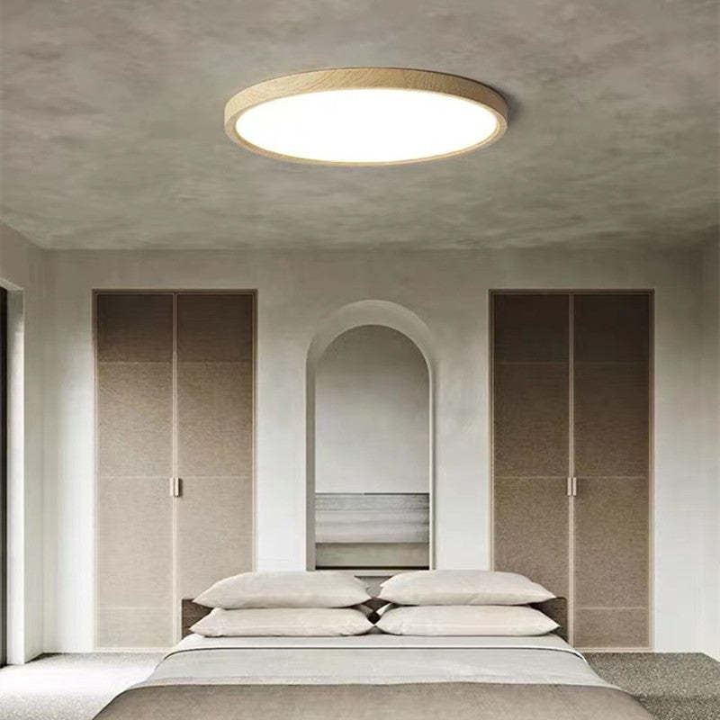 Ronde houten plafondlamp LED dimbaar modern design ultradun woonkamer slaapkamer eetkamer scandinavisch | Sulvida