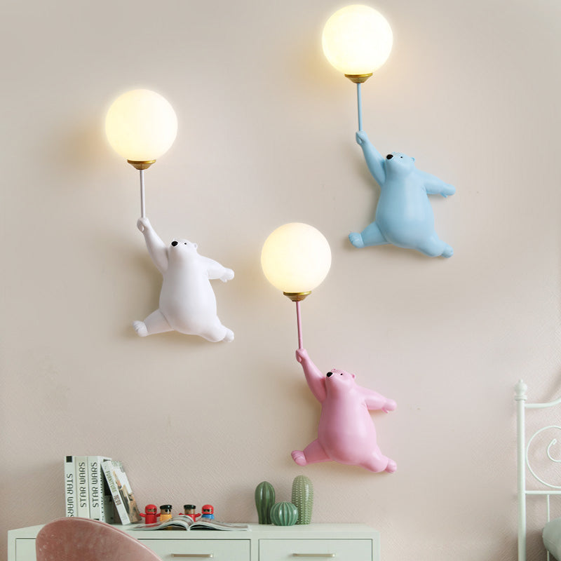 Wandlamp Beer met Ballon LED Wit Blauw Roze Kinderkamer Slaapkamer Woonkamer Leeslamp Acrylic Decoratief | Sulvida