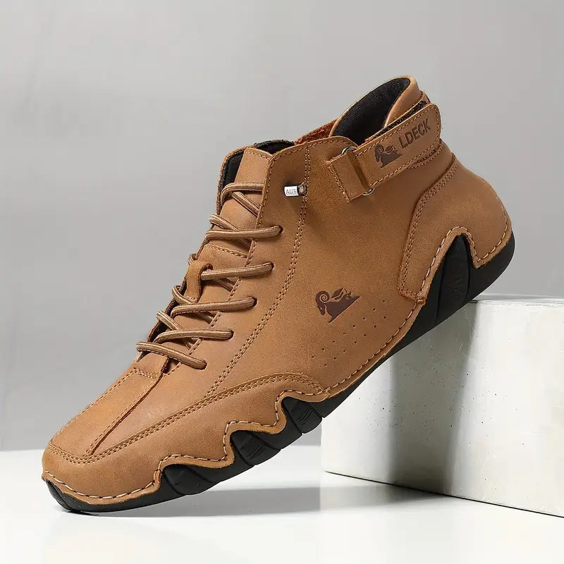 Waterdichte Herenschoenen Hoog met Elastische Sluiting Modern Stoer Ontwerp Leer Comfortabel Casual Dagelijks | Sulvida