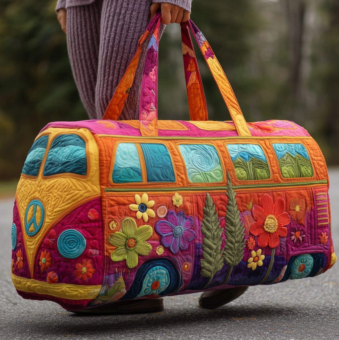 Sac de voyage matelassé à imprimé floral, 45.5 x 22.5 x 22.5 cm - Voyagez avec élégance grâce à sa forme robuste et à sa grande capacité | Sulvida