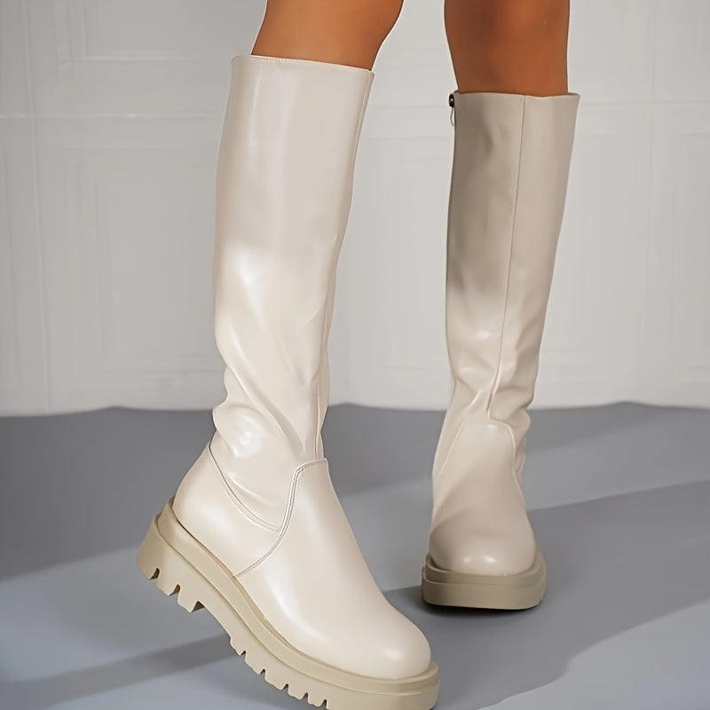Bottes hautes pour femme, style mode, fermeture éclair, talon moyen, confortables et résistantes, doublure douce, élégantes et raffinées | Sulvida
