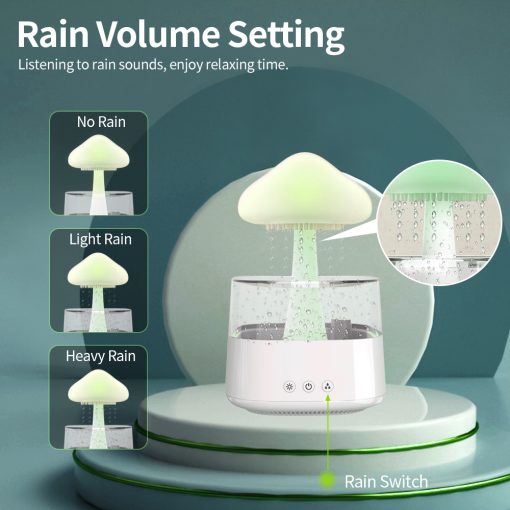 Bureauhumidifier Regenwolk Aromatherapie Diffuser Zen Nachtlampje Paddenstoel Design Luchtbevochtiger | Sulvida