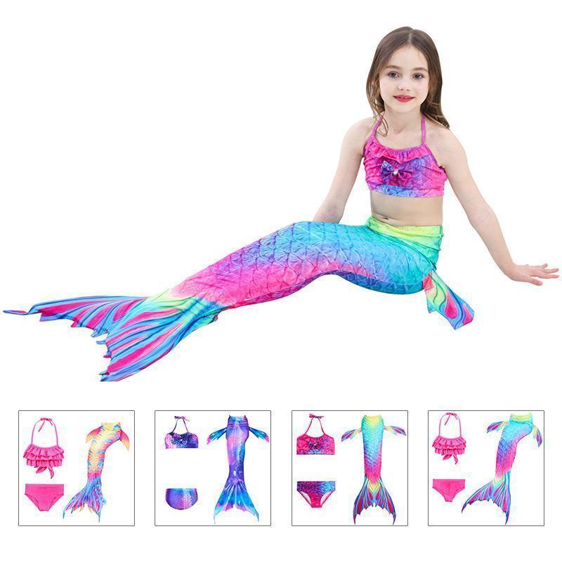 Zeemeermin Zwemset Meisjes 3-delig Bikini met Shorts en Staart Zwembad Strand Zomer Kinderkleding Zwemkleding | Sulvida