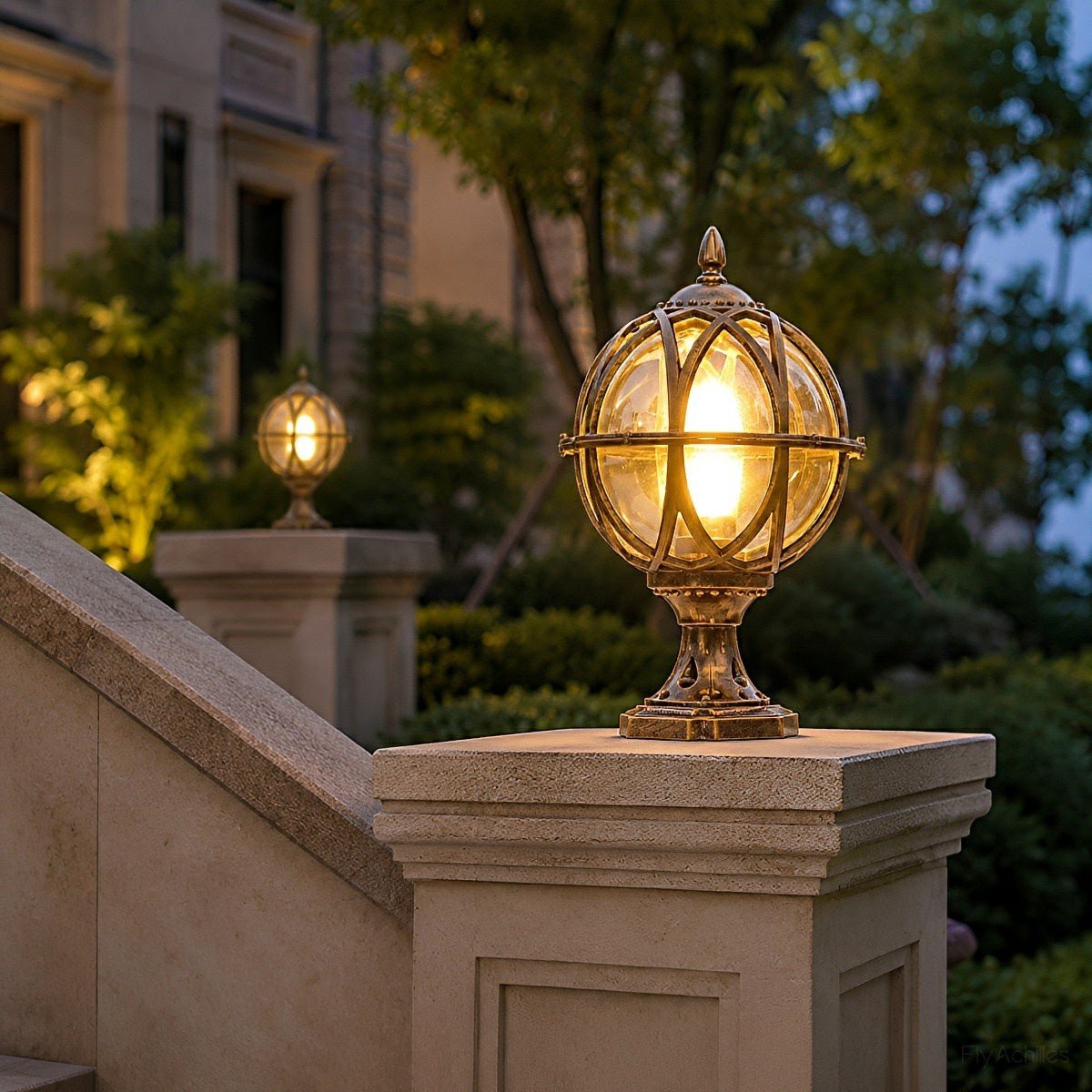 Buitenlamp Bol Paal Tuinverlichting Aluminium Glas Zwart Brons Wandlamp Landelijk Tuin Terras Patio Buiten | Sulvida