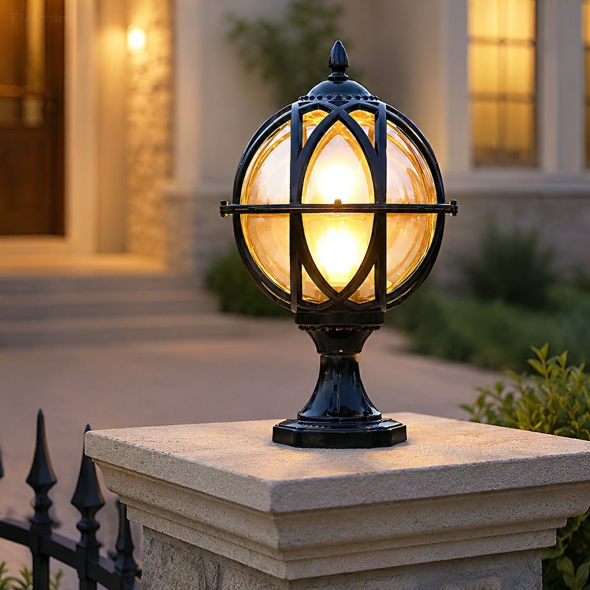 Buitenlamp Bol Paal Tuinverlichting Aluminium Glas Zwart Brons Wandlamp Landelijk Tuin Terras Patio Buiten | Sulvida