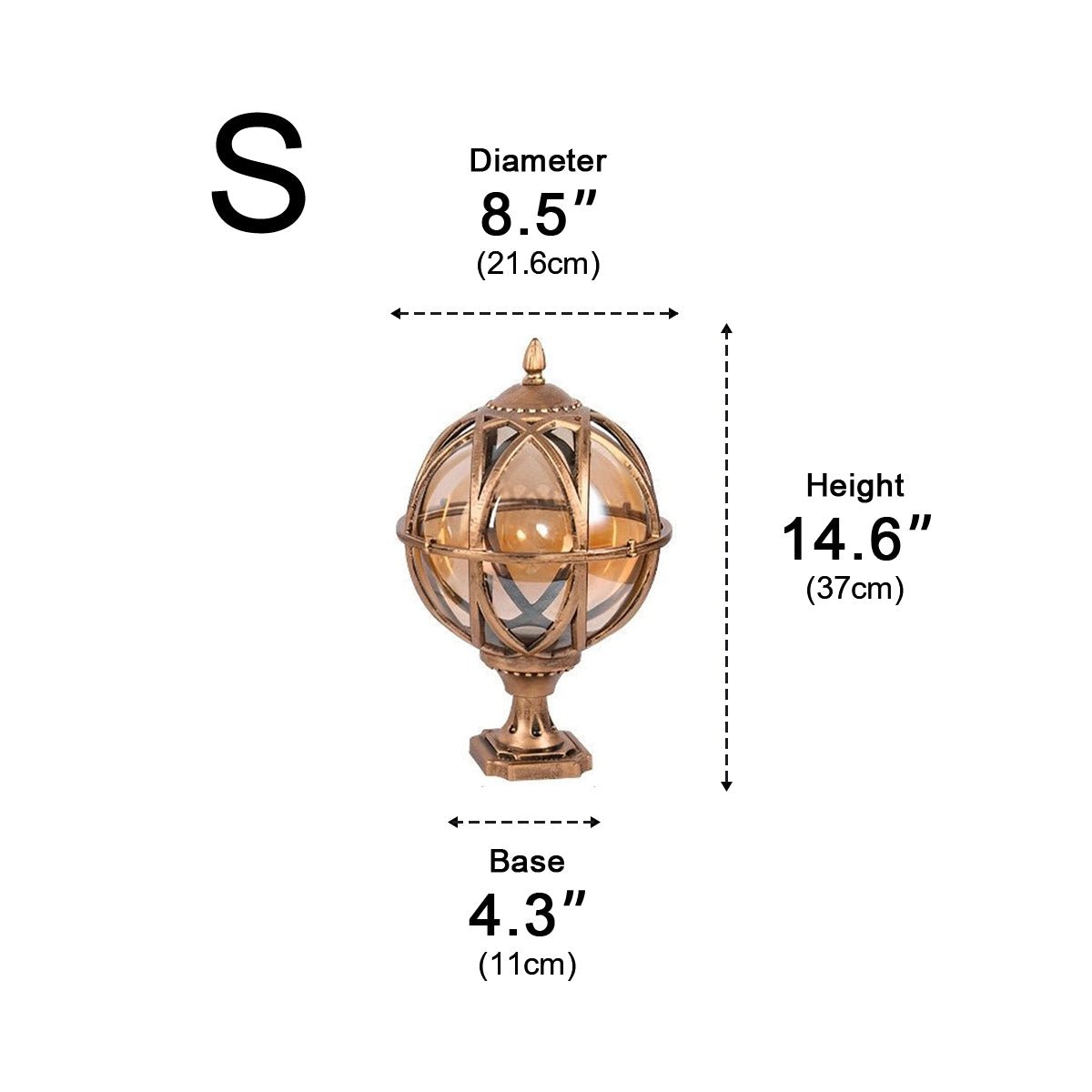 Buitenlamp Bol Paal Tuinverlichting Aluminium Glas Zwart Brons Wandlamp Landelijk Tuin Terras Patio Buiten | Sulvida