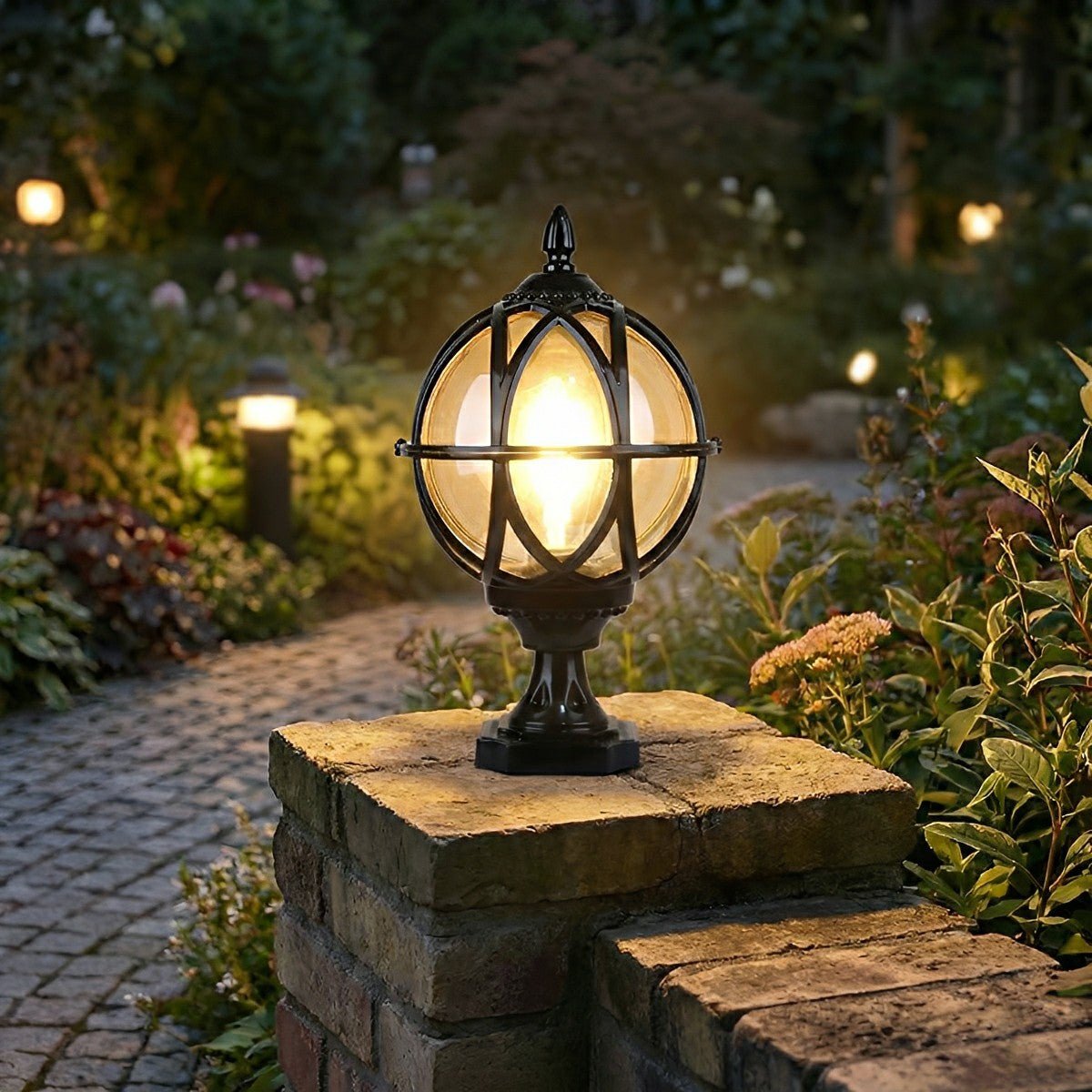 Buitenlamp Bol Paal Tuinverlichting Aluminium Glas Zwart Brons Wandlamp Landelijk Tuin Terras Patio Buiten | Sulvida