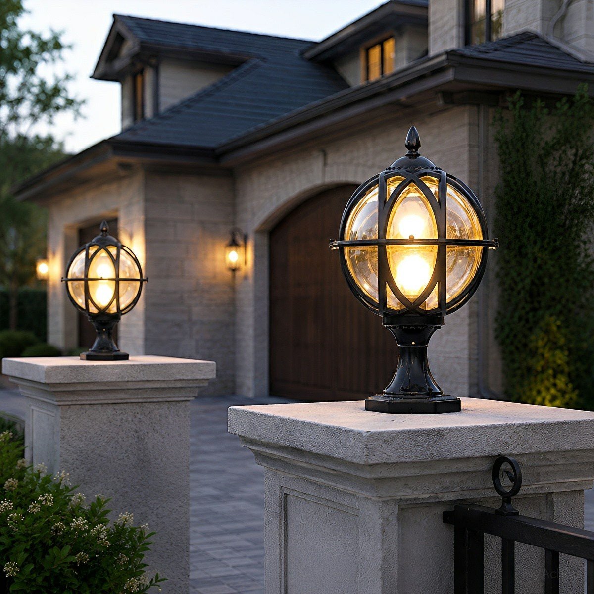 Buitenlamp Bol Paal Tuinverlichting Aluminium Glas Zwart Brons Wandlamp Landelijk Tuin Terras Patio Buiten | Sulvida