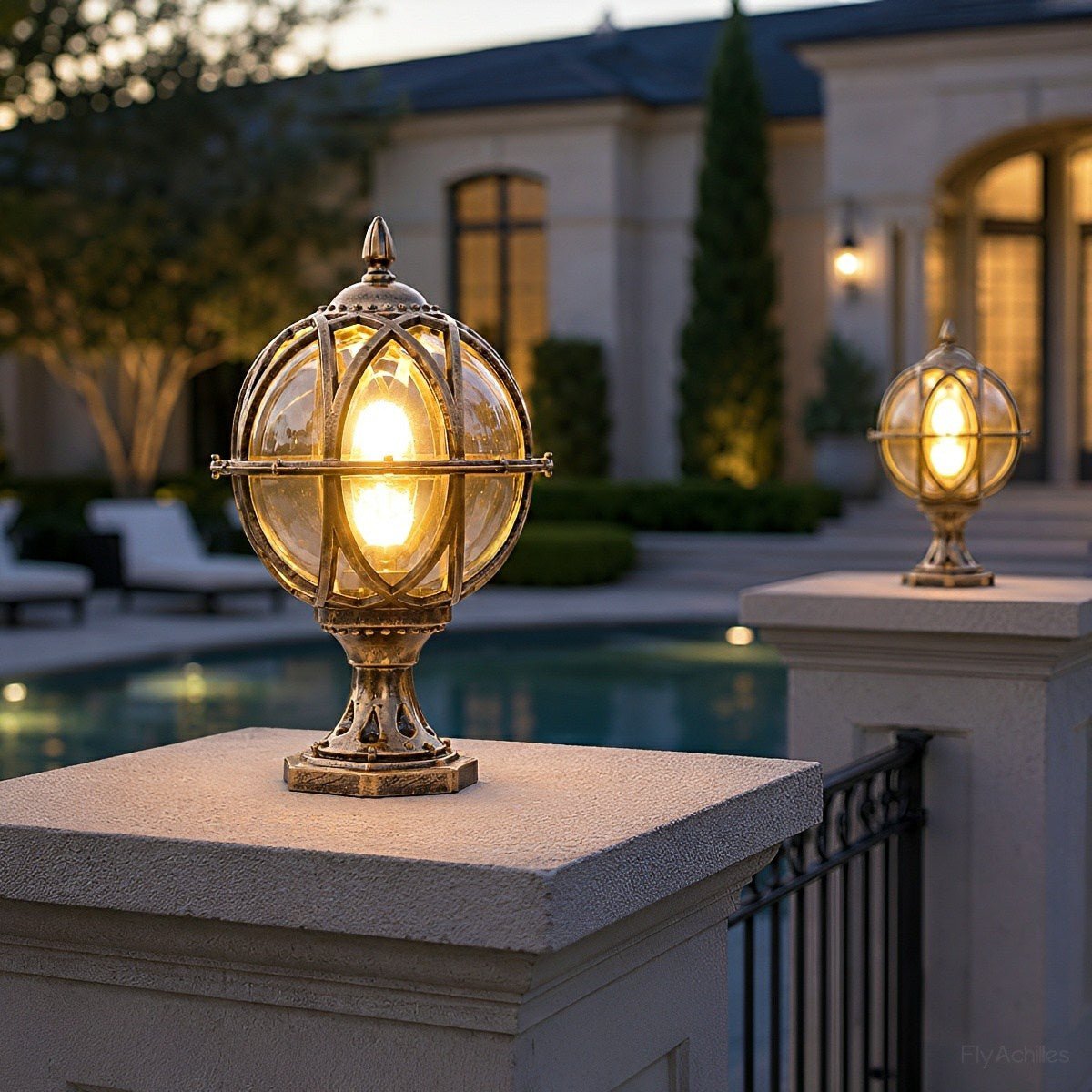 Buitenlamp Bol Paal Tuinverlichting Aluminium Glas Zwart Brons Wandlamp Landelijk Tuin Terras Patio Buiten | Sulvida