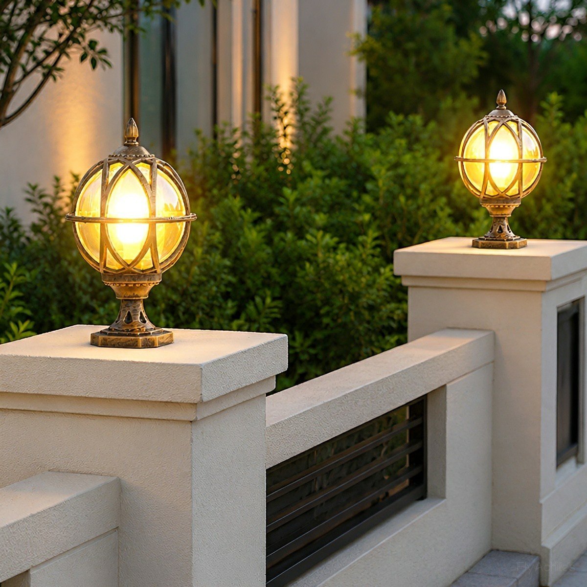 Buitenlamp Bol Paal Tuinverlichting Aluminium Glas Zwart Brons Wandlamp Landelijk Tuin Terras Patio Buiten | Sulvida