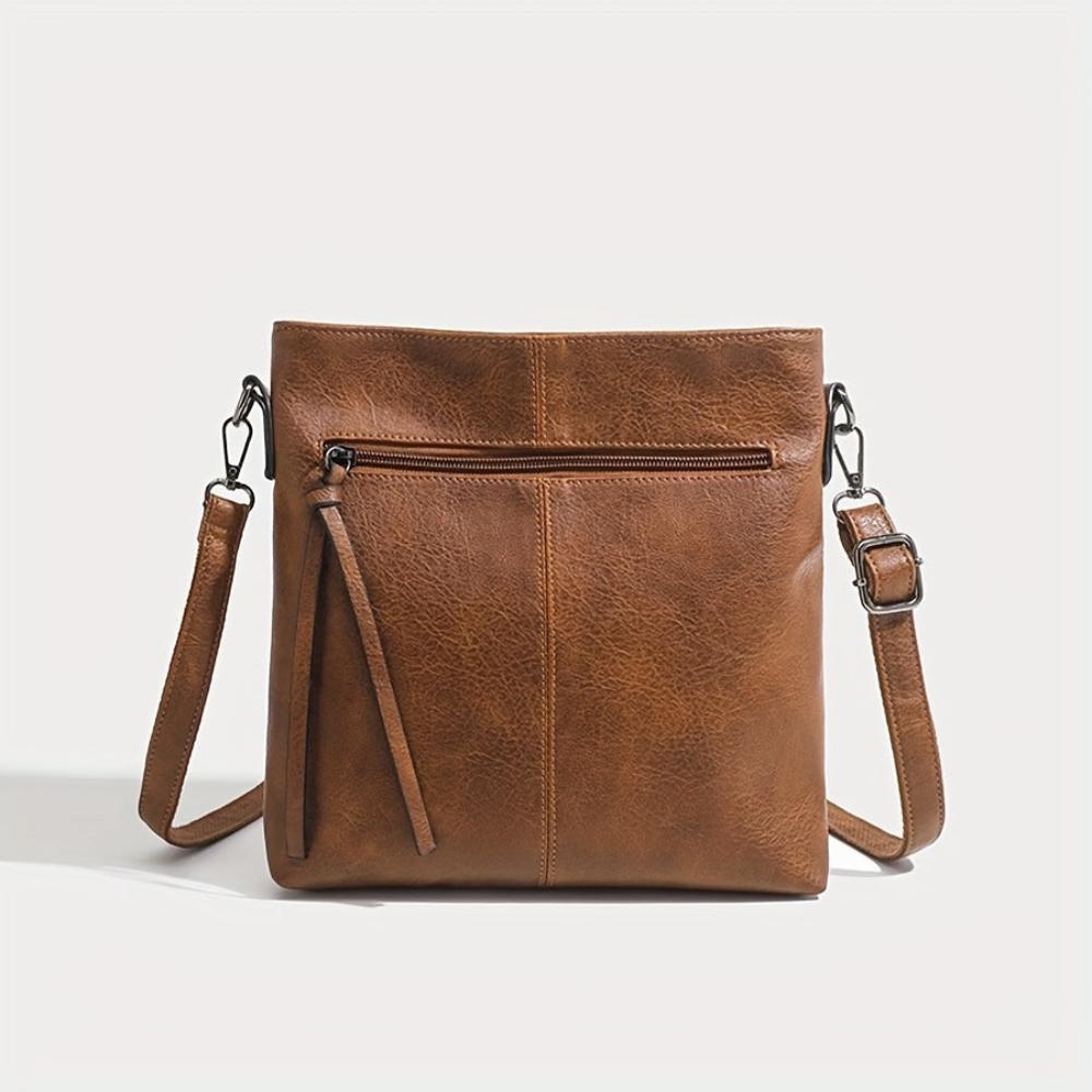 Vierkante Crossbody Tas Retro Vintage Schoudertas Bruin Kunstleer Dames Elegante Compacte Handtas Mode | Sulvida