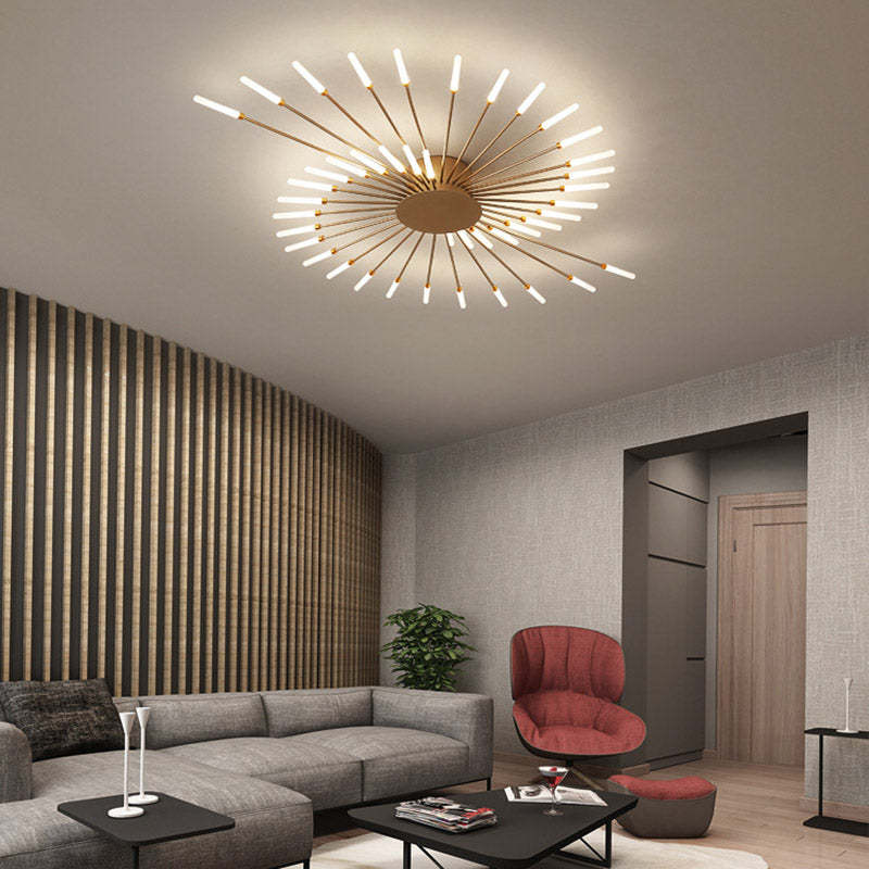 Plafondlamp vuurwerk-design zwart goud LED metaal acryl flush mount woonkamer slaapkamer modern luxe | Sulvida