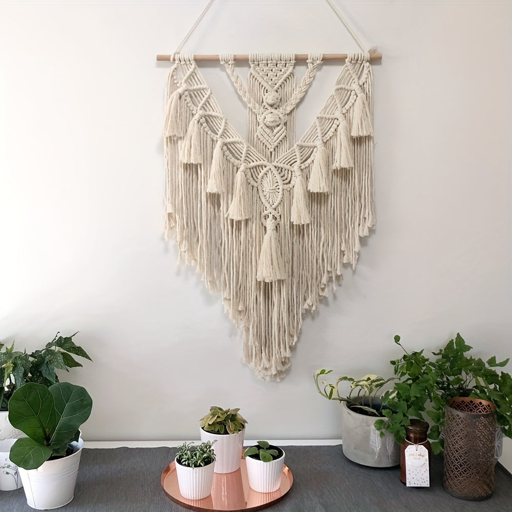 Handgeweven Wandkleed 70×45cm Bohemian Macramé Natuurvezel Huisdecoratie Wandhanger Slaapkamer Woonkamer | Sulvida