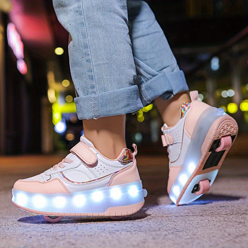 Kindersneakers met LED-Verlichting en Afneembare Wieltjes voor Bewegingsvrijheid en Actieve Spelende Kinderen | Sulvida