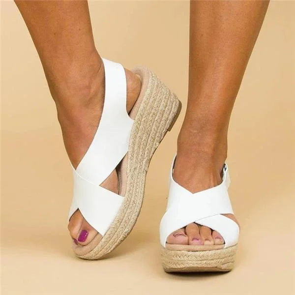 Dames espadrilles met sleehak comfort voetsteun lichte zomer schoenen elastisch plateau sleehak casual | Sulvida