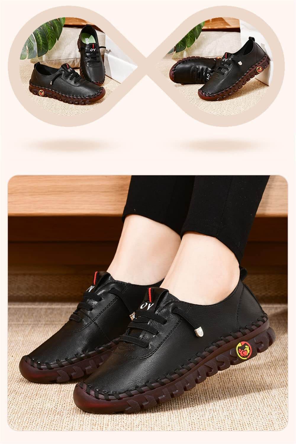 Dames Loafers Plat Leer Orthopedisch Comfortabel Antislip Voetboogsteun Zwart Wit Bruin Rood Instappers | Sulvida