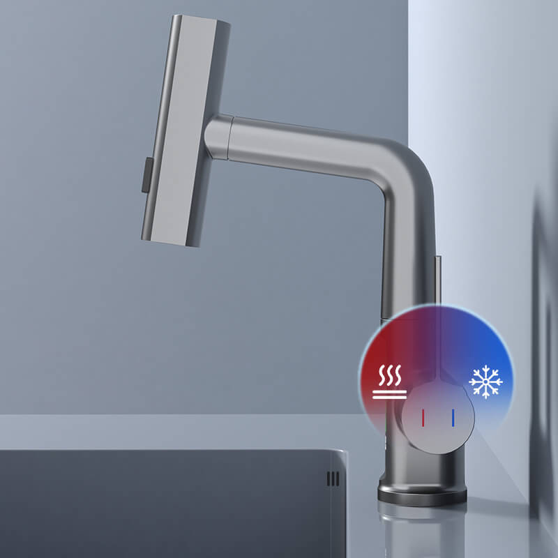 Uittrekbare Keukenkraan met LED-Temperatuurweergave 5 Straalopties 360° Draaibaar Geborsteld Nikkel Mengkraan | Sulvida