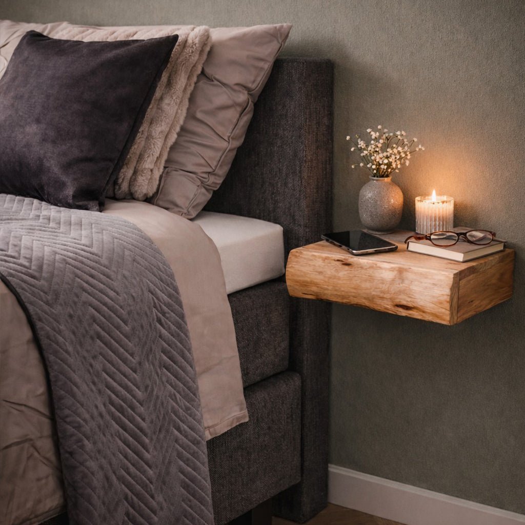 Wandplankjes Set van 2 Acaciahout Klein Zwevend Naturel Houtkleur Modern Design Wanddecoratie Woonkamer | Sulvida